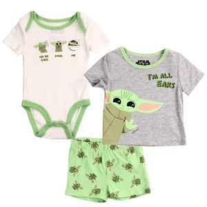 Star Wars Mandalorian baby Yoda set onesie t-shirt shorts 3-6 months